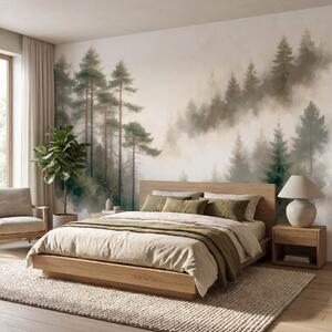 Fototapety Ranní borový les ve stylu akvarelu, Fototapety příroda, w09916 : uwalls.cz