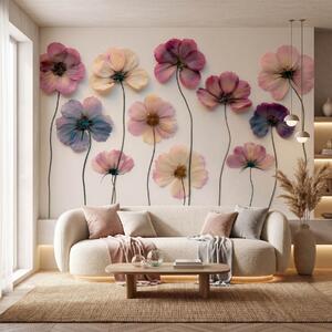 Fototapety Herbářová kompozice s efektem lisovaných květin a 3D texturou, Fototapety květiny, w09911 : uwalls.cz