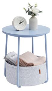 Kulatý stolek s úložným košem, bleděmodrý, pudrově modrý