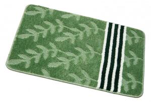 Sada koupelnových koberečků NATEL zelená, listí / pruhy