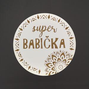 AMADEA Dřevěný podtácek kulatý text "super babička", průměr 10,5 cm, český výrobek