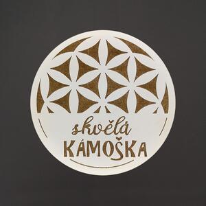 AMADEA Dřevěný podtácek kulatý text "skvělá kámoška", průměr 10,5 cm, český výrobek