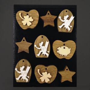 AMADEA Dřevěné ozdoby z masivu s pottpurií různých motivů, 9 ks - MIX druhů v sáčku, 3 cm