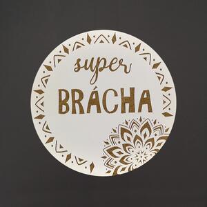 AMADEA Dřevěný podtácek kulatý text "super brácha", průměr 10,5 cm, český výrobek