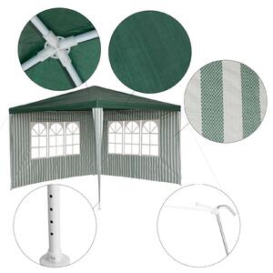 Party stan / pavilon RAFAEL 3 x 3 m bílo-zelený, pruhovaný - včetně 2 bočních stěn