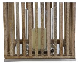 Svícen DKD Home Decor Kaštanová Stříbřitý Přírodní Sklo mangové dřevo 31 x 31 x 35 cm