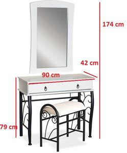 Toaletní stolek Daphne - antická třešeň v kombinaci s černou