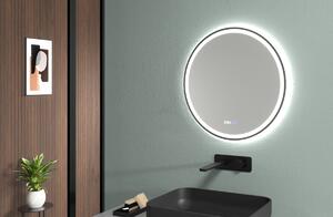 Cerano Rivo, LED koupelnové zrcadlo, kovový rám, Ø 60 cm, černá matná, CER-CER-NT8232A60