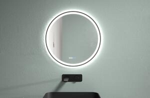 Cerano Rivo, LED koupelnové zrcadlo, kovový rám, Ø 80 cm, černá matná, CER-CER-NT8232A80