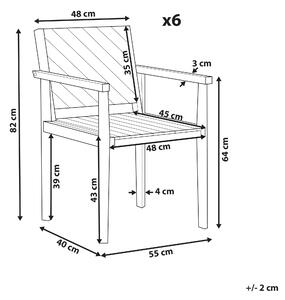 Sada 6 zahradních jídelních židlí z akáciového dřeva BARATTI