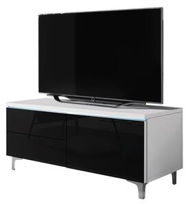 TV stolek Cleo XI-W P, Barva: bílý / šedý lesk Mirjan24 5902928369168