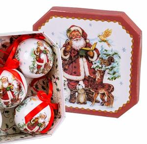 BigBuy Christmas Vánoční koule Vícebarevný Papír Polyfoam Děda mráz 7,5 x 7,5 x 7,5 cm (5 kusů)