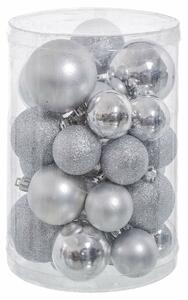 BigBuy Christmas Vánoční koule Stříbřitý Plastické Třpytky 12,5 x 12,5 x 27 cm (27 kusů)