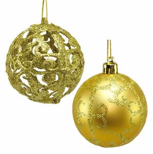 BigBuy Christmas Vánoční koule Zlatá Plastické 6 x 6 x 6 cm (12 kusů)