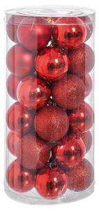 BigBuy Christmas Vánoční koule Červený Plastické Třpytky 6 x 6 x 6 cm (30 kusů)