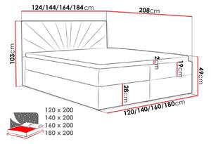 Boxspringová jednolůžková postel 120x200 TOMASA 4 - béžová + topper ZDARMA