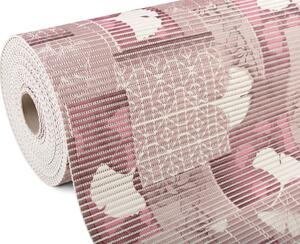 Koupelnová pěnová rohož / předložka PRO-057 Ginkgo listy na starofialovém - metráž šířka 65 cm