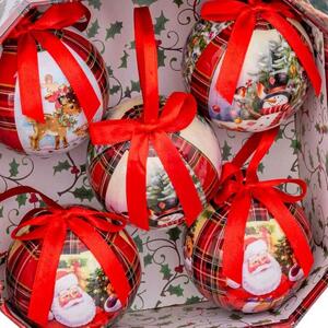 BigBuy Christmas Vánoční koule Červený Vícebarevný Papír Polyfoam Sněhová panenka 7,5 x 7,5 x 7,5 cm (5 kusů)