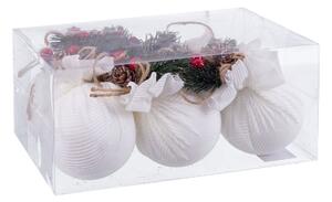 BigBuy Christmas Vánoční koule Bílý Vícebarevný Manšestr Foam 6 x 6 x 6 cm (6 kusů)