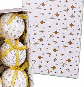 BigBuy Christmas Vánoční koule Bílý Zlatá Papír Polyfoam 7,5 x 7,5 x 7,5 cm (6 kusů)