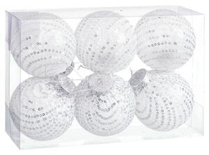 BigBuy Christmas Vánoční koule Bílý Stříbřitý Plastické materiál Filtry 8 x 8 x 8 cm (6 kusů)
