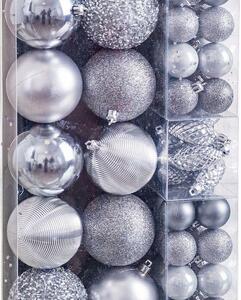 BigBuy Christmas Vánoční koule Stříbřitý (50 kusů)