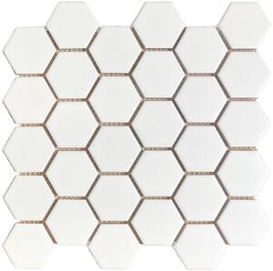FIN Obklad keramická bílá Mozaika HEXAGON 5 Bílá Mat hexagony 5,1x5,9 (27x28,5) cm - LAMH13010