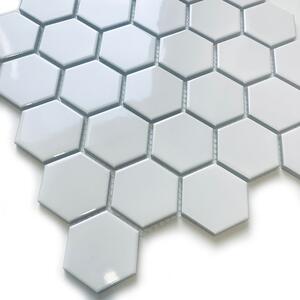 FIN Obklad keramická bílá Mozaika HEXAGON 5 Bílá Lesk hexagony 5,1x5,9 (27x28,5) cm - LAFH13051