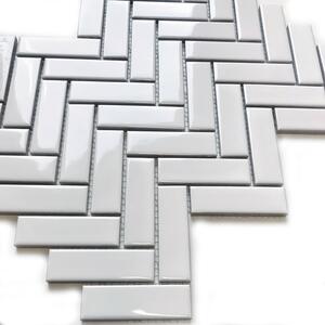 FIN Keramická mozaika bílá Mozaika PARKET Bílá Lesk 2,2x7,2 (27,4x31,8) cm - PAHG100