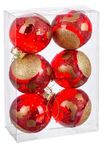 BigBuy Christmas Vánoční koule Červený Plastické 8 cm (6 kusů)