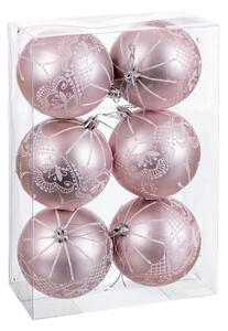 2249 Vánoční koule Růžový Plastické 8 cm (6 kusů)