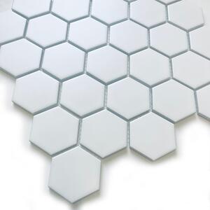 FIN Obklad keramická bílá Mozaika HEXAGON 5 Bílá Mat hexagony 5,1x5,9 (27x28,5) cm - LAMH13010