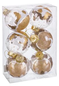 BigBuy Christmas Vánoční koule Zlatá Plastické 8 cm (6 kusů)
