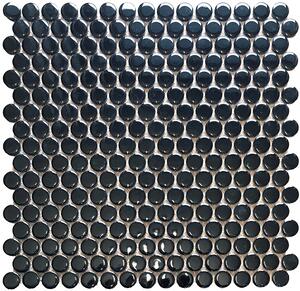 FIN Obklad keramická černá Mozaika KOLEČKA Černá Lesk kolečka prům. 1,9 (31,5x31) cm - LVKN915