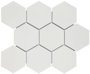 FIN Obklad keramická bílá Mozaika HEXAGON 10 Bílá Mat hexagony 9,5x11 (29,5x26) cm - AMH95010