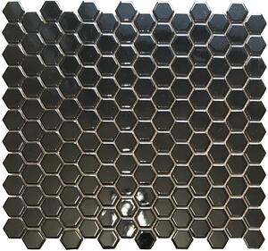 FIN Obklad keramická černá Mozaika HEXAGON 2 Černá Lesk hexagony 2,3x2,6 (27,5x30) cm - LAFH23317