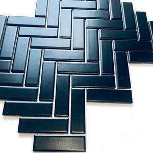 FIN Keramická mozaika černá Mozaika PARKET Black Mat 2,2x7,2 (27,4x31,8) cm - PAHM925