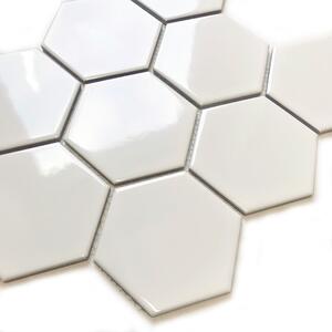 FIN Keramická mozaika bílá Mozaika HEXAGON 10 Bílá Lesk 9,5x11 (29,5x26) cm - AFH95051