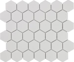 The Mosaic Factory Obklad keramická bílá Mozaika HEX5 White Glossy hexagony 5,1x5,9 (28,1x32,5) cm - AFH13051