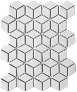 FIN Obklad keramická bílá Mozaika RHOMBUS Bílá Mat 3,2x5,3 (25x32,5) cm - LPACUM100