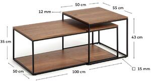 Set dvou ořechových konferenčních stolků Kave Home Yoana 100x50/ 50x55 cm