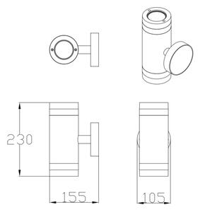 Venkovní nástěnné svítidlo RINO 2xGU10/12W/230V IP54 černá