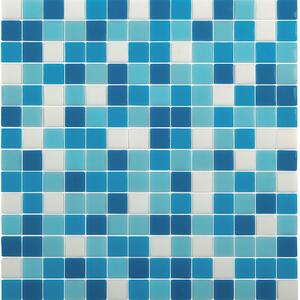 Hisbalit Obklad skleněná bílá; modrá Mozaika COMILLAS 2,5x2,5 (33,3x33,3) cm - 25COMILLH