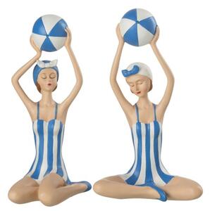 Skandinávská letní dekorace Dívky hrající vodní hry dvojsada 22 cm