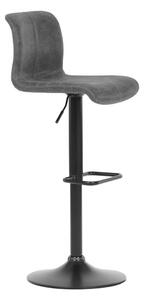Židle barová, šedá látka v imitaci broušené kůže, černá podnož, výškově stavitelná AUB-806 GREY3