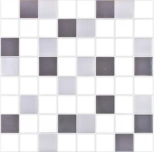 Hisbalit Skleněná mozaika bílá; šedá Mozaika PEKÍN 4x4 (32x32) cm - 40PEKINLH