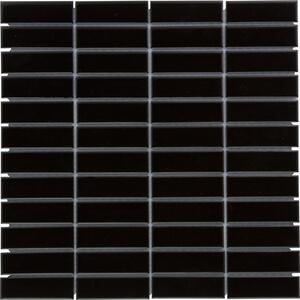 The Mosaic Factory Keramická mozaika černá Mozaika PAR Black Glossy 2,3x7,3 (30x30) cm - PARG915