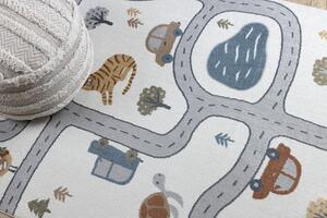 Makro Abra Dětský kusový koberec BONO 8283 Uličky Zvířatka pratelný krémový světle šedý Rozměr: 160x220 cm
