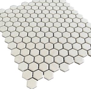 FIN Keramická mozaika béžová Mozaika HEX 2 White 2,3x2,6 (26x30) cm - LOH2010