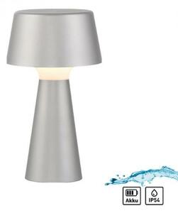 JUST LIGHT LED stolní lampa na baterie stříbrná dotykový stmívač IP54 USB vnitřní i venkovní použití 3000K LD 19260-21